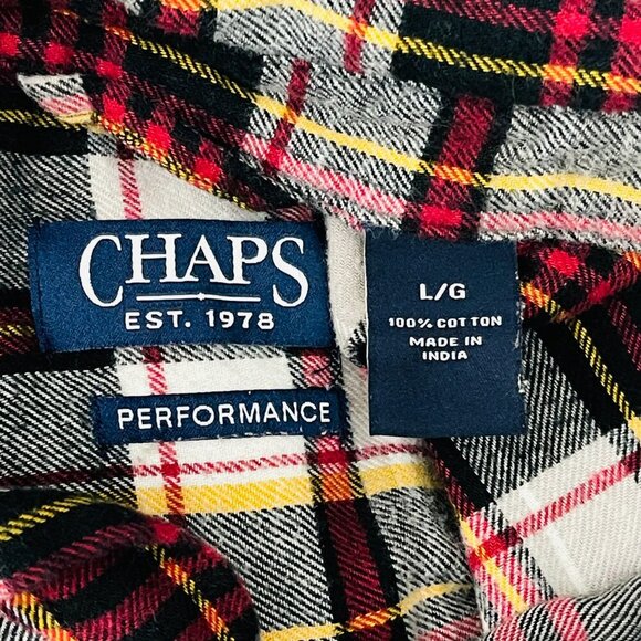 Chaps Flannel Shirt Men's Large Red Plaid Button Down Long Sleeve Performance - Picture 13 of 14